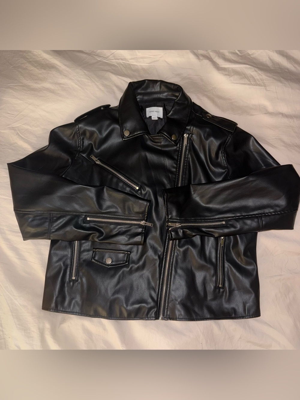 nine west faux leather biker moto jacket xxl
